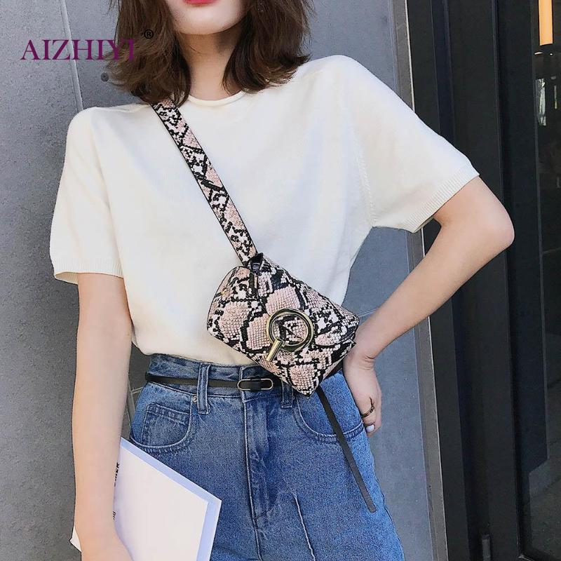 Schlange Druck Gürtel Schulter Crossbody-tasche Frauen Serpentin PU Leder Taille Taschen Weibliche Fanny Pack