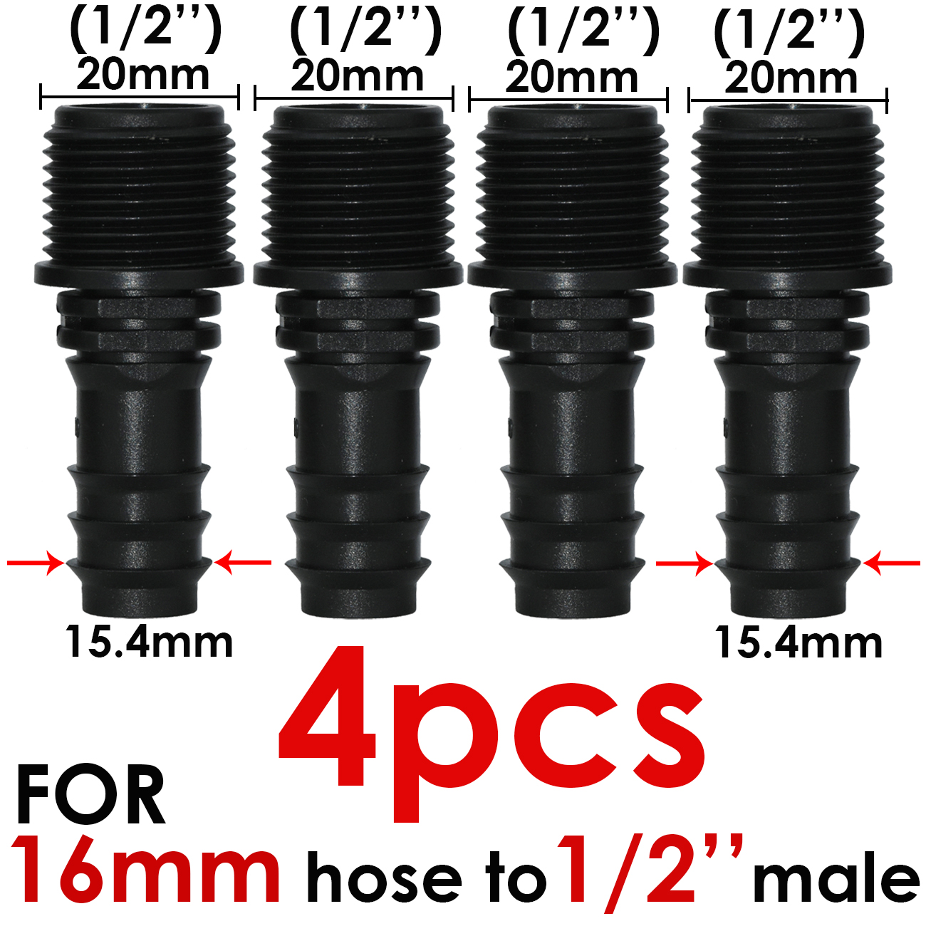 KESLA 4pcs Female Thread Connector 1/2 3/4" to Barb 16mm 20 25 PE Hose Adapter Irrigation Planter Drip System Garden Pipe Repair: WHITE
