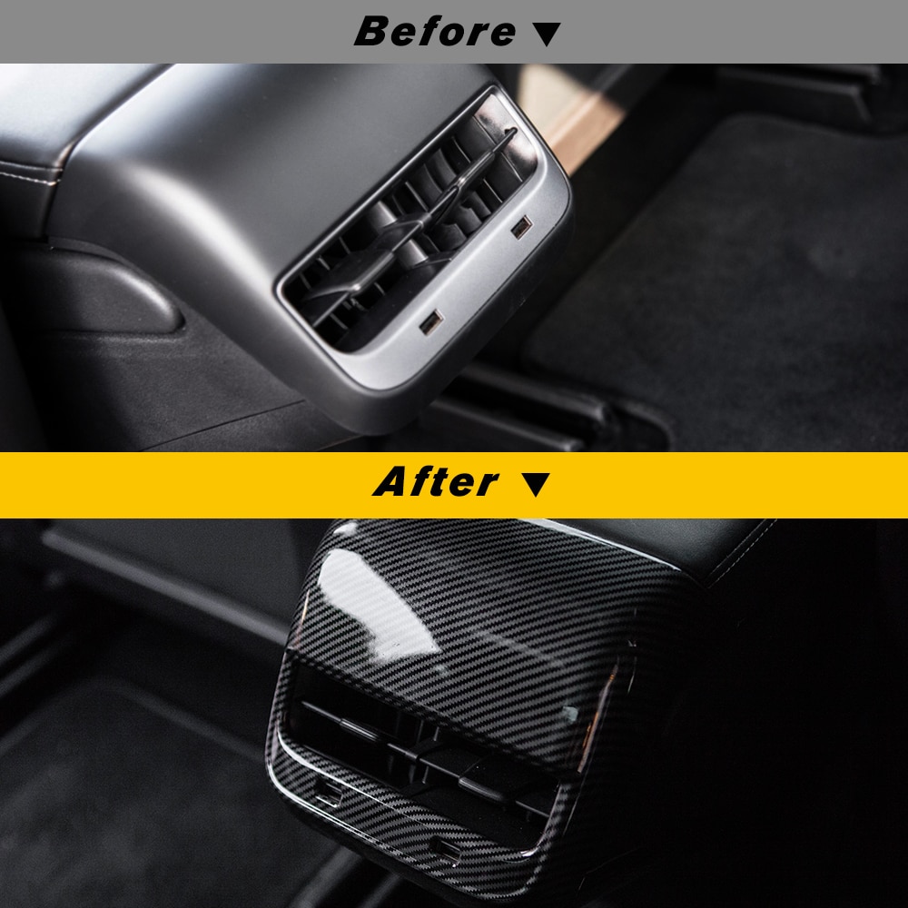 Model3 Car Rear Air Vents Outlet Cover Trim For Tesla Model 3 Accessories Carbon Fiber Parts Model 3 Tesla Model Three