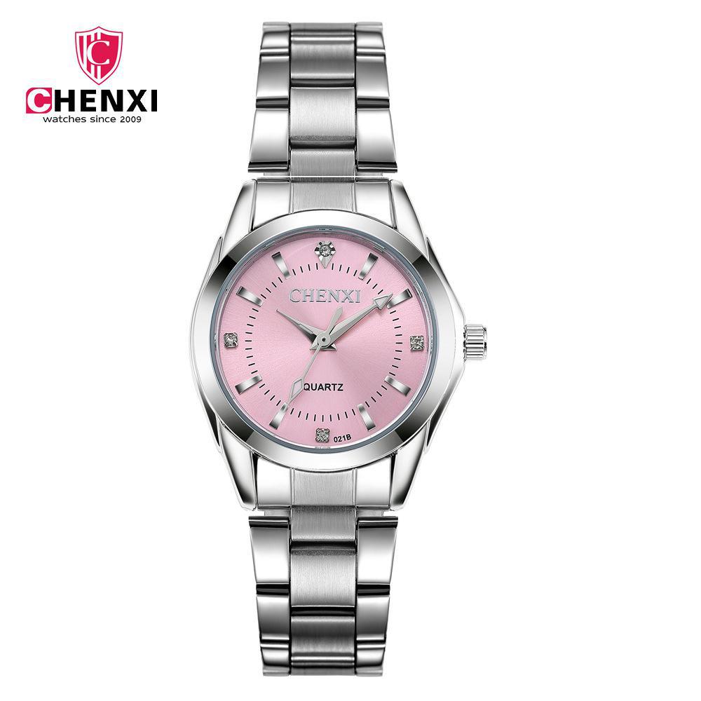 021B Mode CHENXI CX021B relogio Luxe vrouwen Casual horloges waterdicht horloge vrouwen Klokken Dress Strass: Roze