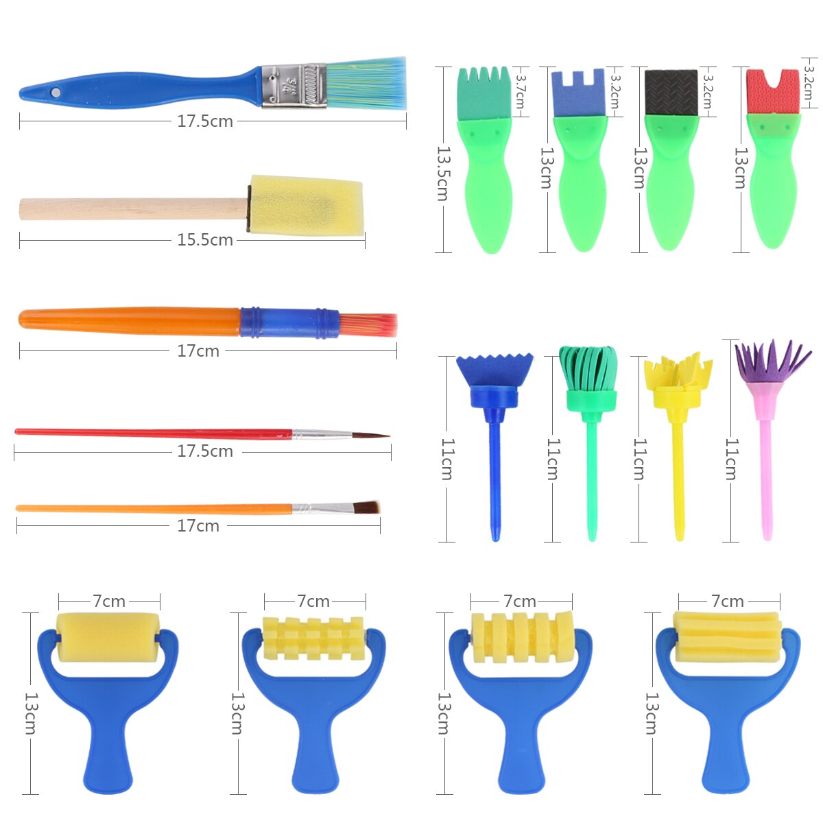 42pcs/Set Kids Sponge Roller Painting Brush Child Flower Painting Brushes Early Learning Drawing Set With Combination Pattern