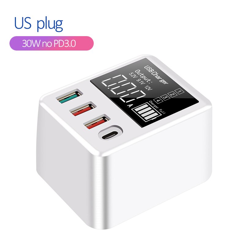 40W QC3.0 Multi Usb Charger PD3.0 Snelle Telefoon Oplader Travel Muur Adapter Voor Samsung Xiaomi Mobiele Telefoon Oplader Voor iphone 11 X: 30W NO pd3.0 US