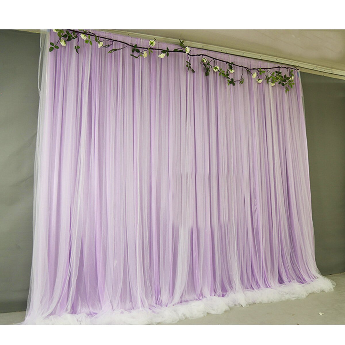 Fondos de seda de hielo para de boda, cortina de gasa de 2X2M, Fondo de decoración, tela blanca, mosquitera de gasa, foto de boda, paneles de cabina: Purple