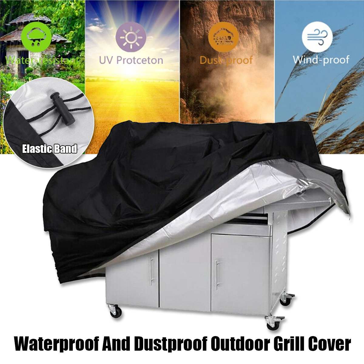 Bbq Cover Waterdichte Outdoor Anti Dust Grill Cover Tuin Yard Rain Protector Voor Bbq Accessoires Zwart Barbecue Grill