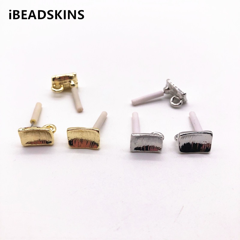 ! 10x7mm 100pcs/lot zinc alloy rectangle-shape Stud earring/earrings accessories/Earring parts for Jewelry DIY