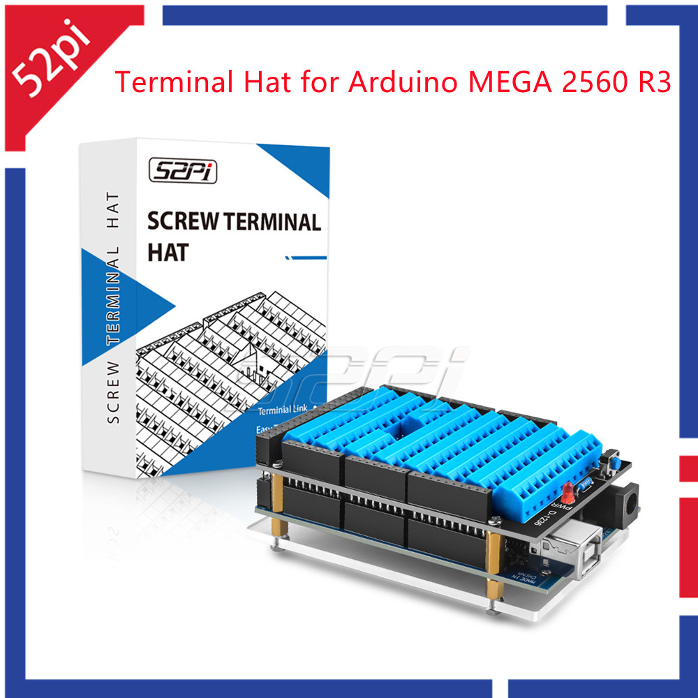 ！52Pi Terminal Hat for Arduino MEGA 2560 R3 Arduino Hat Reset Button and LED Indicator