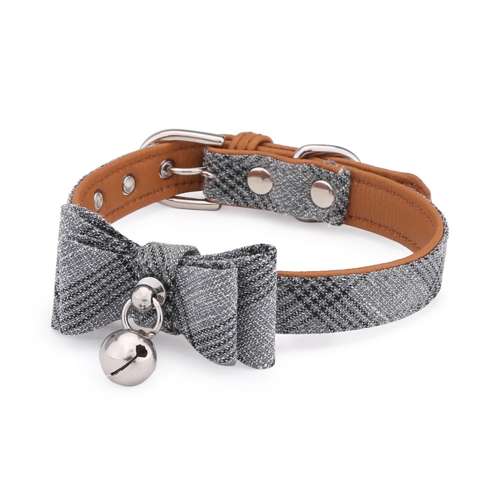 Collar de pu para mascotas, pajarita para perro, collar con campana para gato, rayas, estilo de caballero, 4 colores, collar ajustable para mascotas, producto: Black