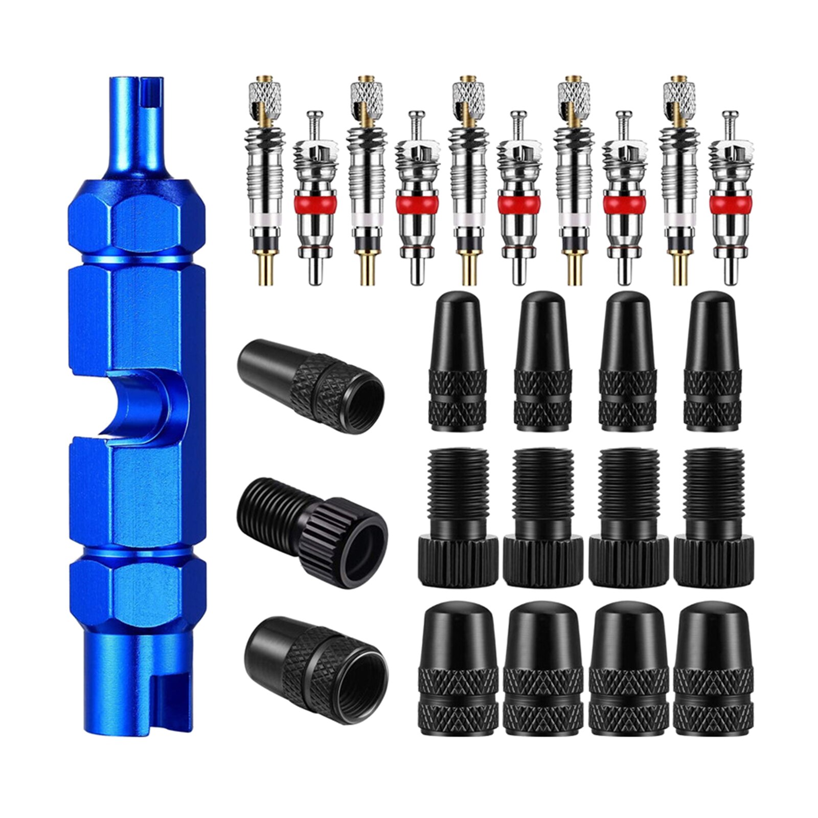 26pcs Presta Valve Cores Remover Tool Kit, Replacement Bicycle Valve Remover Tool Kit, Valve Core for Universal Road Bike Car