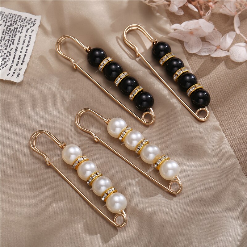 17KM-Alfileres de ropa de perlas Vintage para mujer, conjunto de broches con hebilla para vestido y pantalones, accesorios de tendencia, joyería,