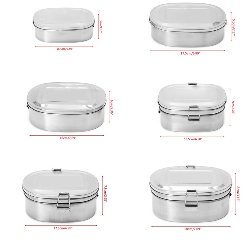 Stainless Steel Square Lunch Box Bento Food Picnic Container Travel 1/2 Layer