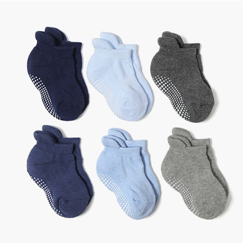 6 Paare/los Winter Baumwolle Socken Anti-Unterhose nicht Schleudern Knöchel Socken Baby Kleinkind freundlicher Jungen Mädchen 0-7Jahre: Bluemix / M 1 zu 3 Jahre