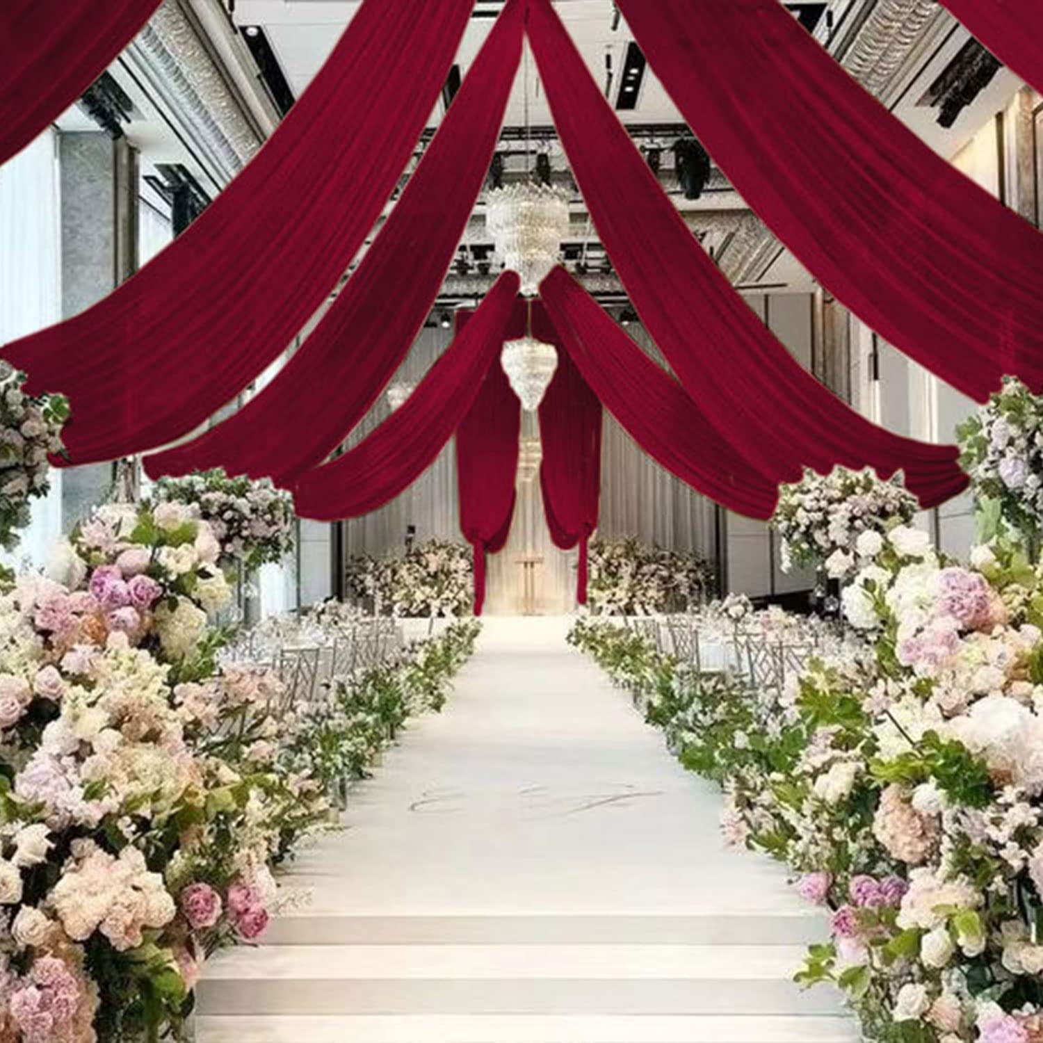 Draperies de plafond en mousseline de soie pour arche de mariage, tissu drapé, draperie blanche, décorations de plafond, scène de cérémonie de fête, Tyys