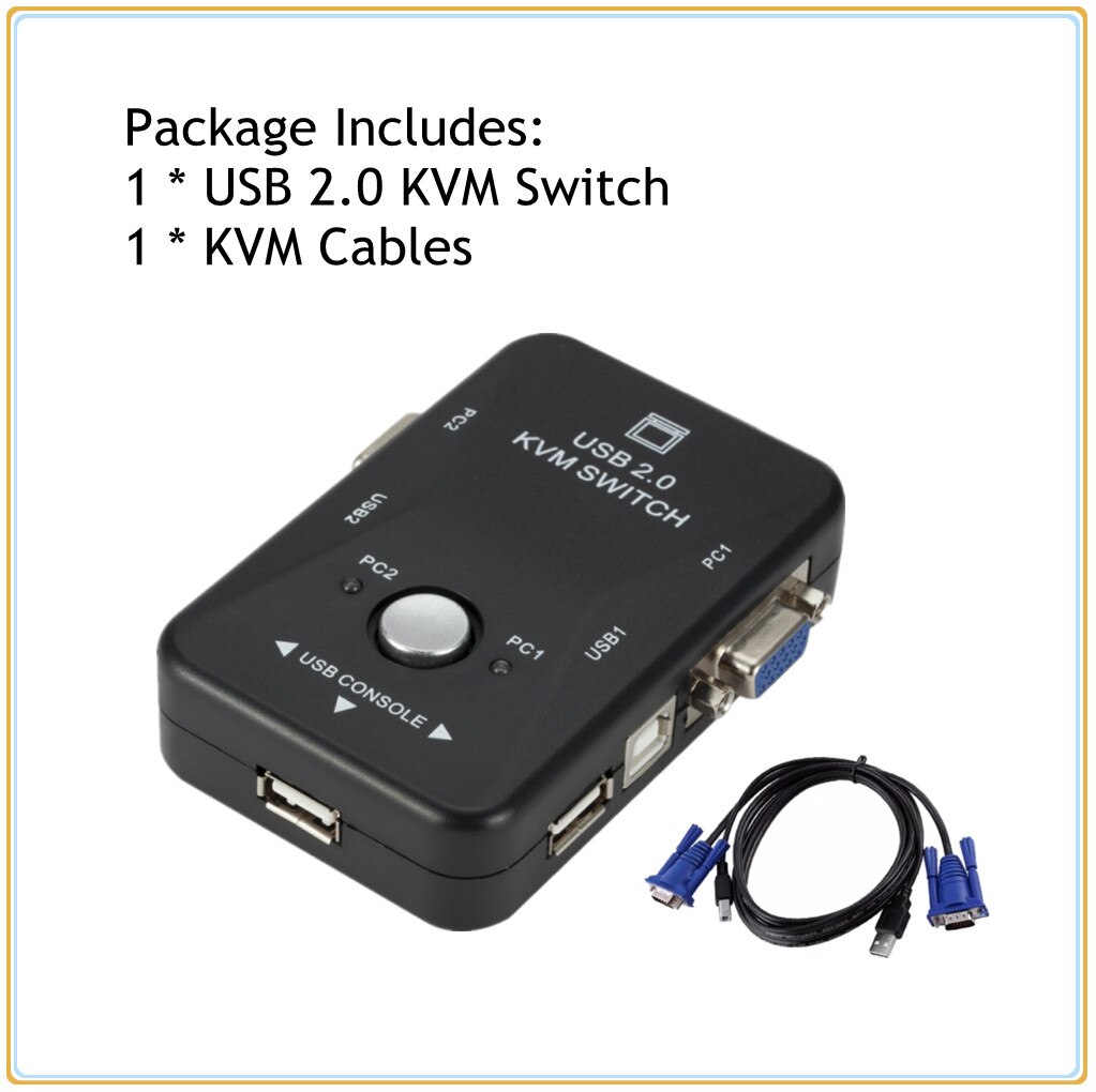 INIOICZMT USB KVM Switch 2 Port VGA SVGA Switch Box USB2.0 KVM Mouse Switcher Keyboard 1920*1440 VGA Splitter Box Sharing Switch: Product B