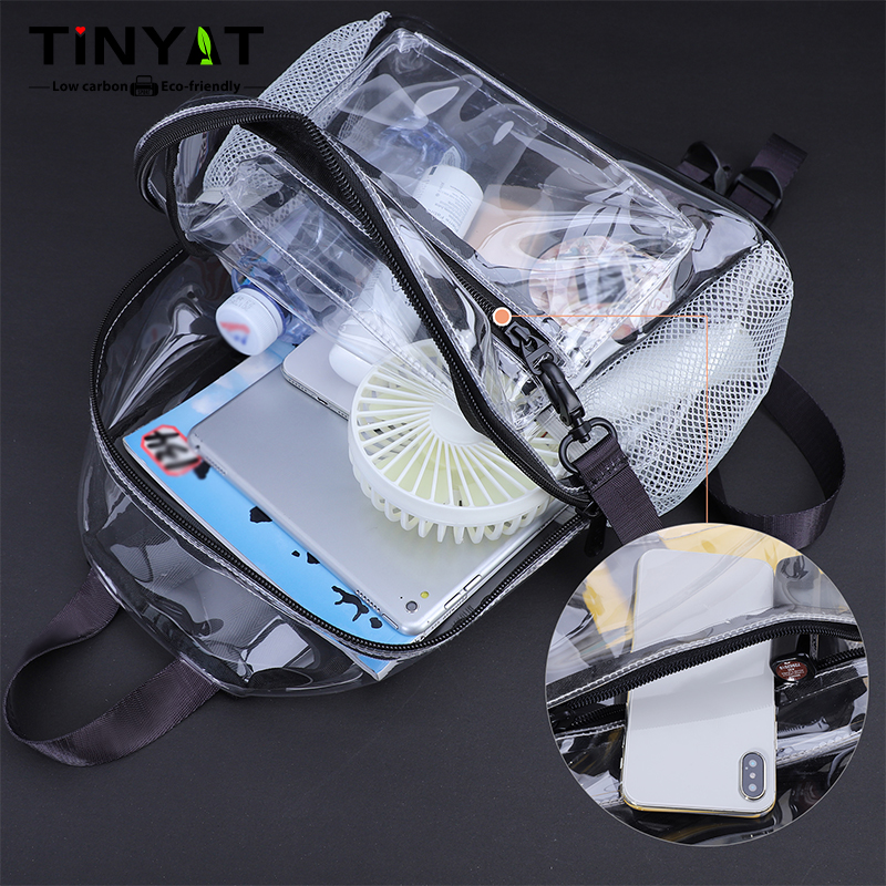 TINYAT Clear Transparent Backpack for Women, Female Cute Ita School Bag, Waterproof and Fashionable, Ideal for Sports, Concerts