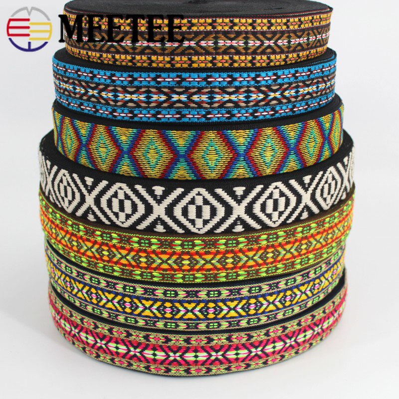Correas de Jacquard bordadas, cintas étnicas de encaje para correa de bolso, cinta de costura de encuadernación al bies, accesorios de ropa DIY, 5 metros y 38mm