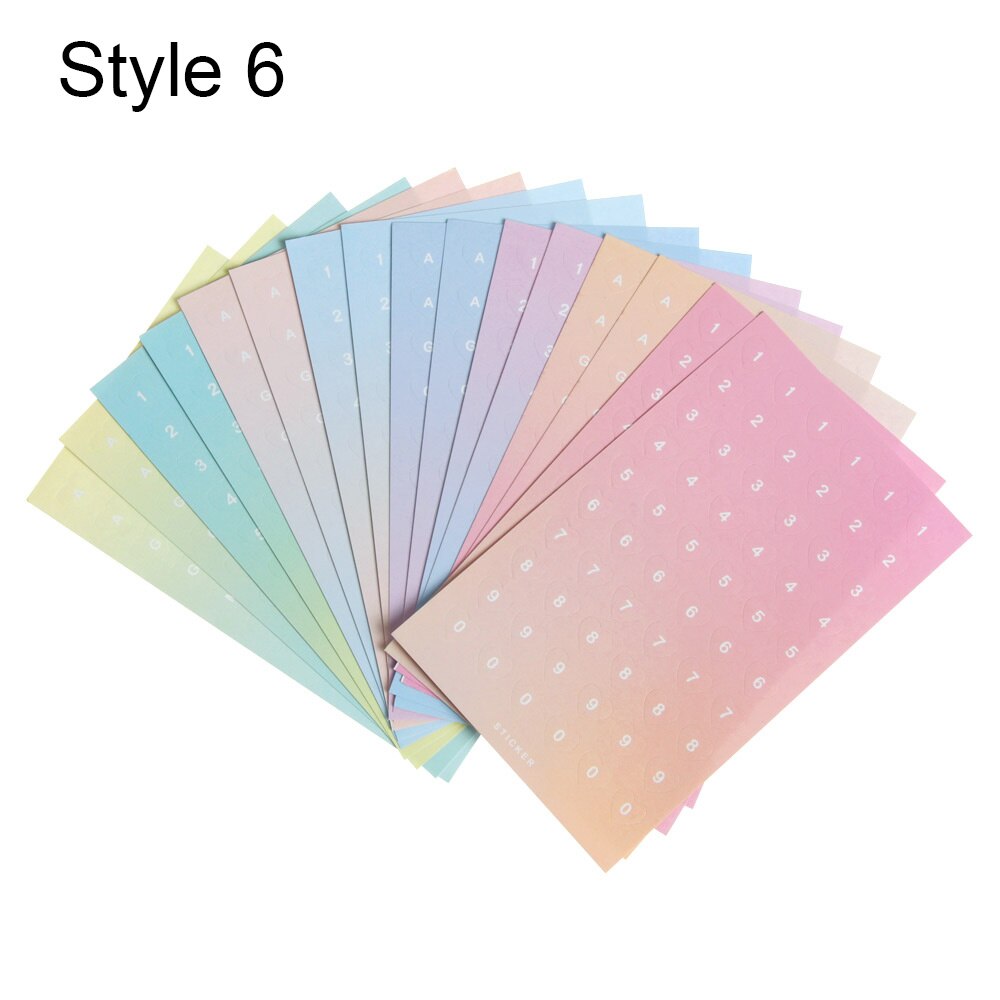 16Sheets Colorful DIY Numbers Letters Stickers Self Adhesive Small Clothing Mark Labels Stickers School Paper Sticker Office Dec: 6
