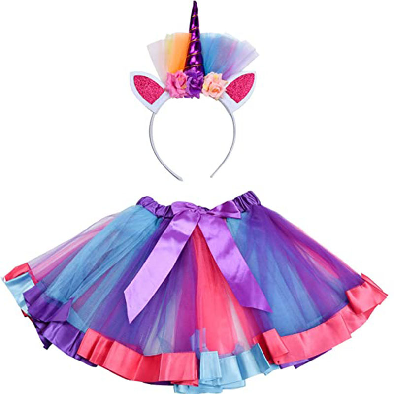 Jupe arc-en-ciel pour filles de 2 à 8 ans, jupes de fête colorées, en Tulle pelucheux multicolore pour enfants: Style 2