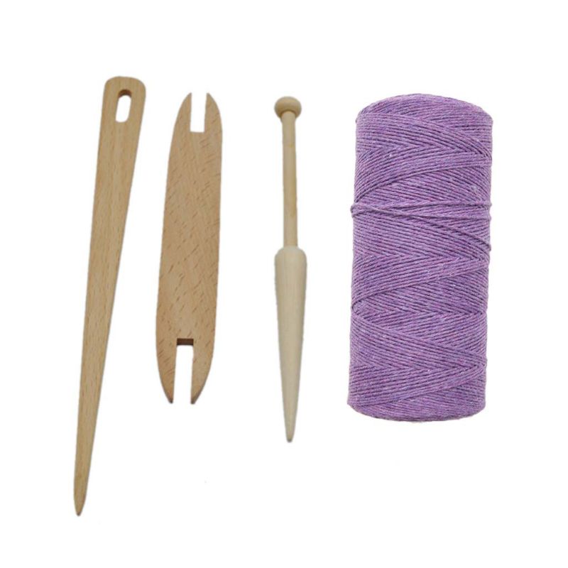 Juego de 4 unids/set de palos de lanzadera de madera Natural, aguja de tejer, telar, hilo de urdimbre, hilo, manualidades DIY: Morado