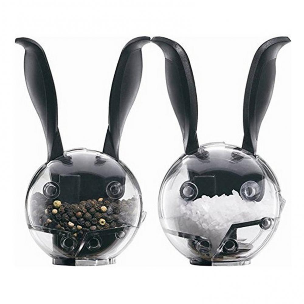 Portable Salt and Pepper Grinder Mini Manual Spice Grinder Multifunctional Kitchen Tools Black Rabbit Ears Abrader