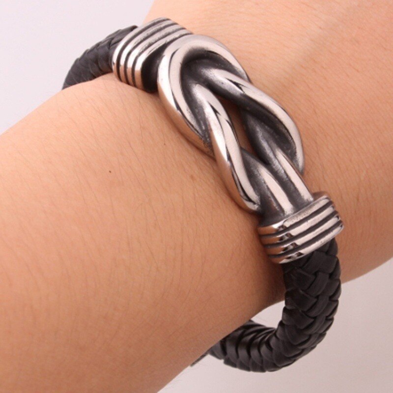 Pulsera de cuero con hebilla dorada Punk para hombre, brazalete de , joyería