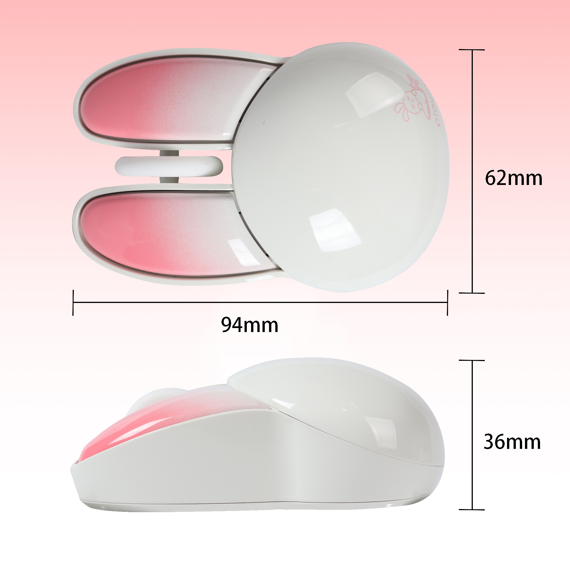 Bluetooth+2.4G Dual-Mode Bluetooth Wireless Mouse Cute Rabbit Shape Kawaii Gaming Mouse For PC Laptop Mute Mause Girls