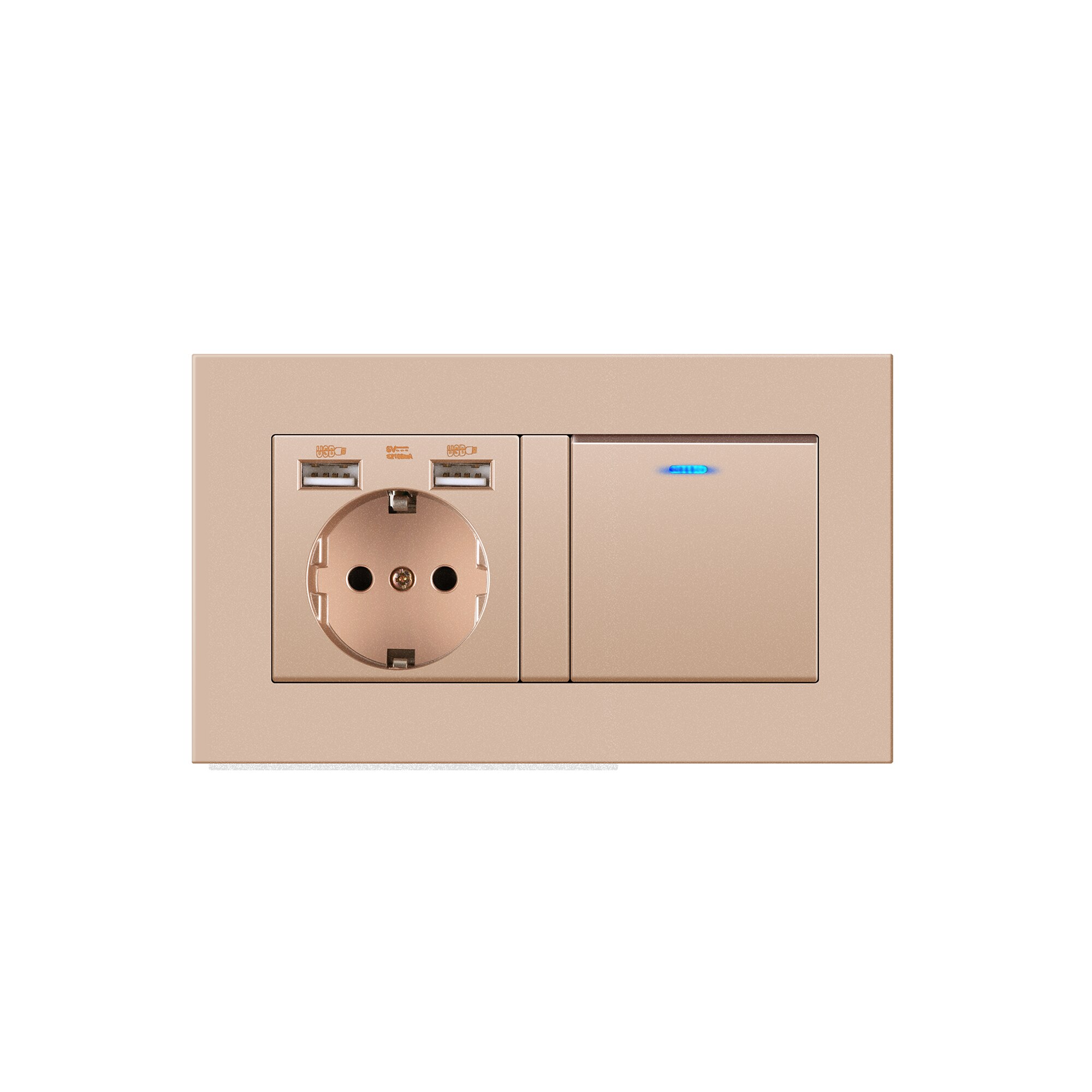 Germany home Wall Power Socket With DIY socket RJ45 switch TV computer Retardant PC panel 146*86mm Electricity outlet,GOLD: Socketswitch