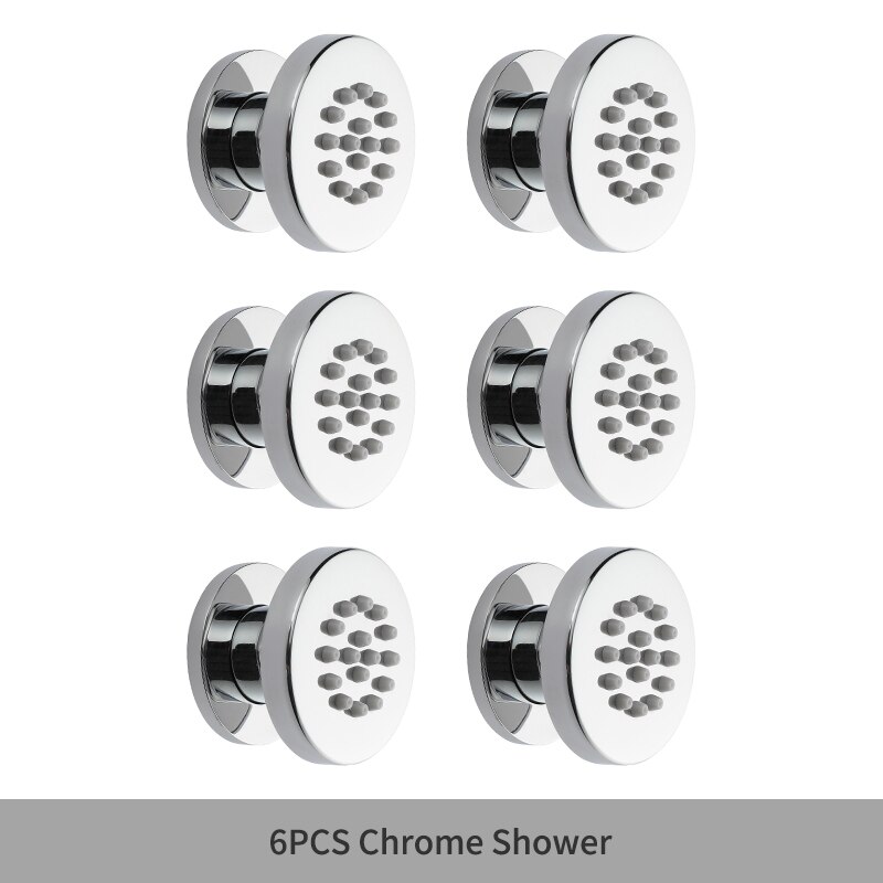 Black Round Body Rain Shower Spray Jets Bathroom Solid Brass Square Head Sprayer Set Saving Water Massage Jet System