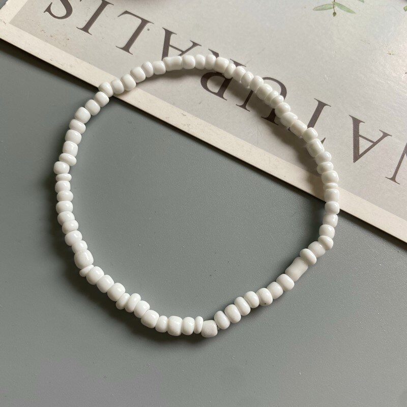 Tobillera colorida para mujer, pulsera de pie con cuentas de semillas diminutas, Color amarillo, rosa y azul, joyería bohemia de verano