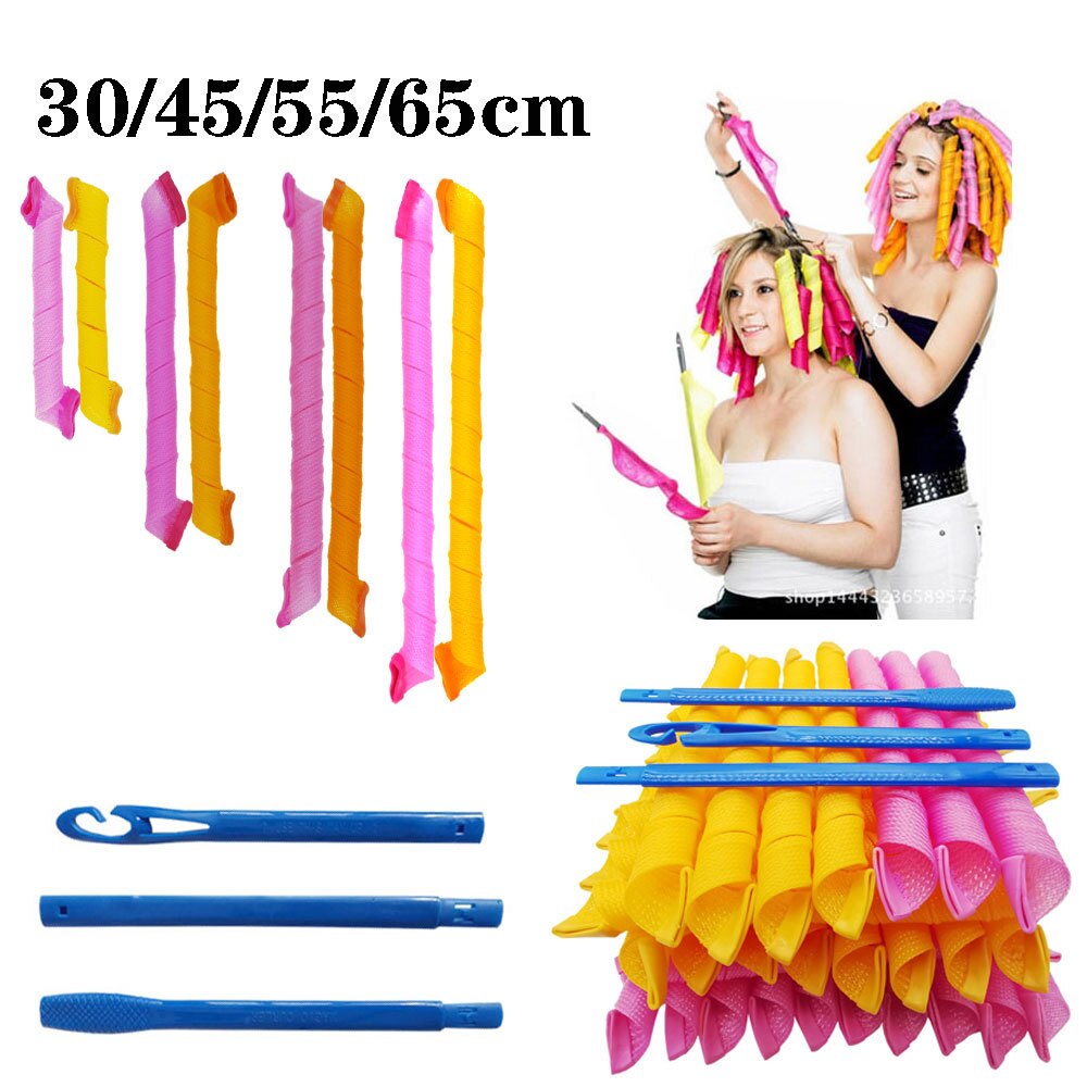 30/45/55/65cm Magic Curling Iron Hair Rollers Snail Shape Not Waveform 10PC/set Round Curls Hair Soft Bendy Hair Rollers DIY