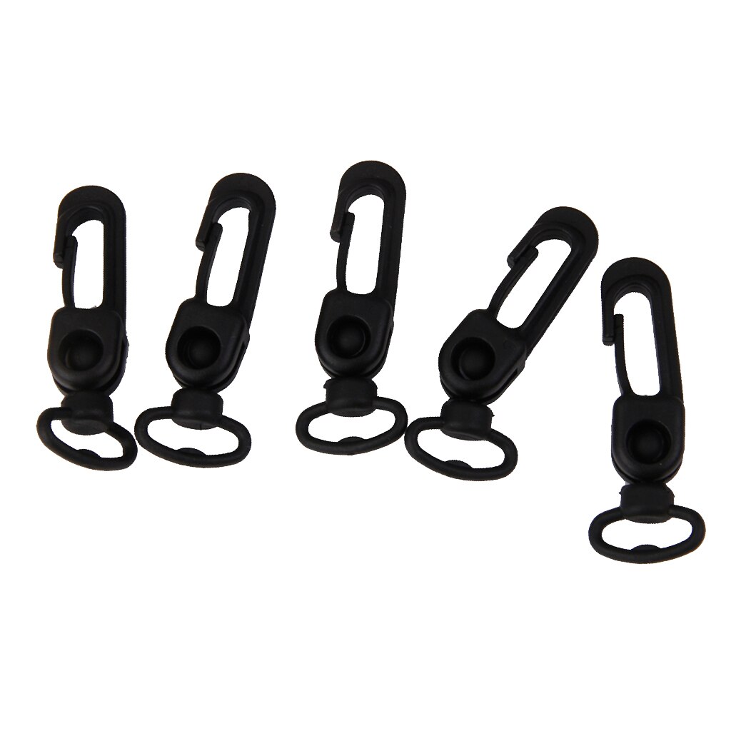 360 Graden Rotatie Plastic Karabijnhaken Opknoping Gesp Spring Snap Clip Haken Sleutelhangers (5 Stuks Zwart)