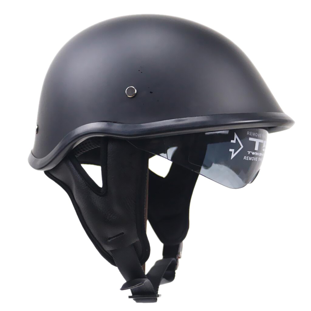 Matte Black Motorcycle Dot Half Helm Met Down Zon Lens Motorcycle Skull Cap Half Helm Half Helm Zon Schild
