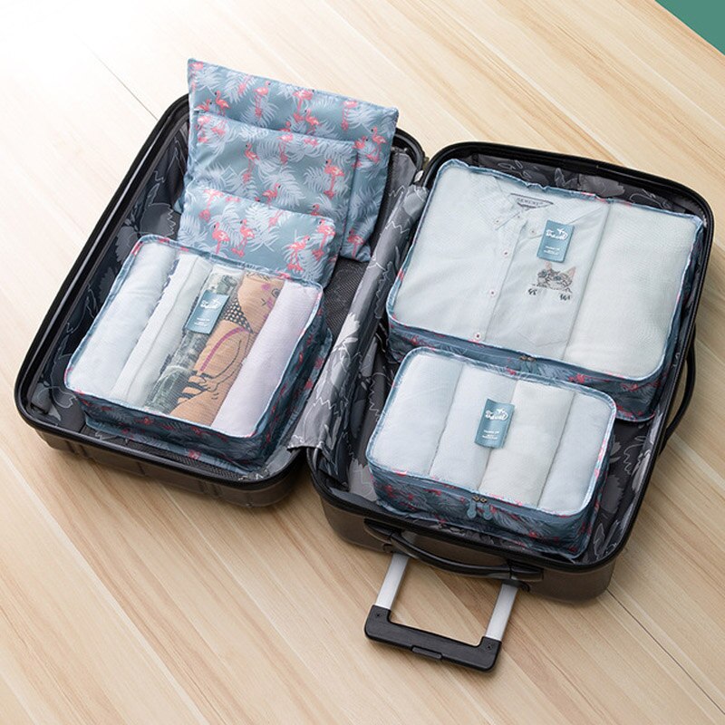 Travel accessories 6pcs/set Women packing cubes Man Organizadores pouch bags kit luggage bag Arrangement for travel Trip packet: BlueNiao