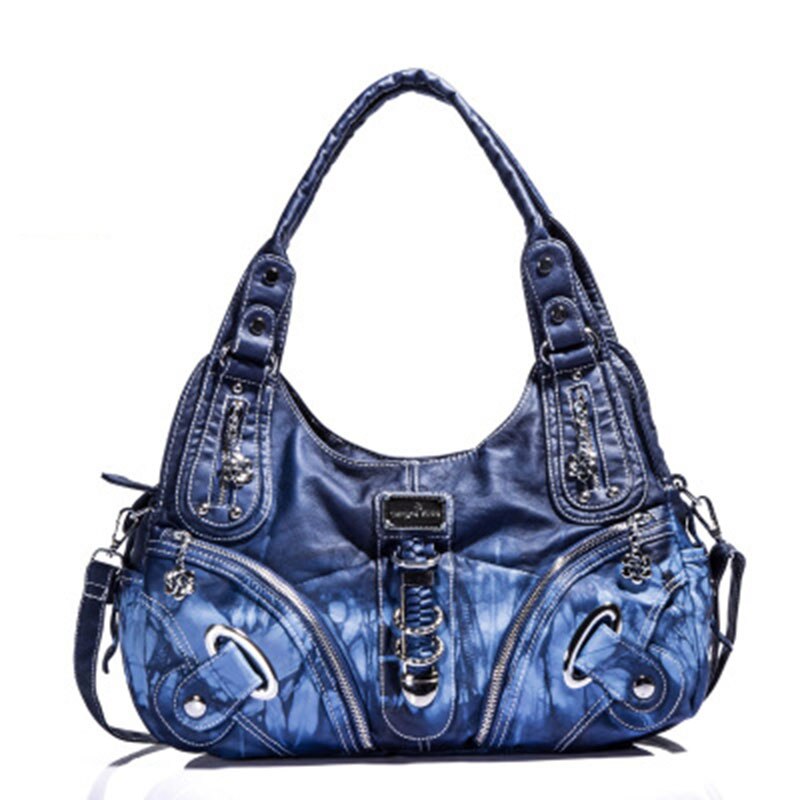 HENGSHENG crossbody bags for women shoulder bag lady handbags retro Dumpling bags pu Tie dyeing purse: blue