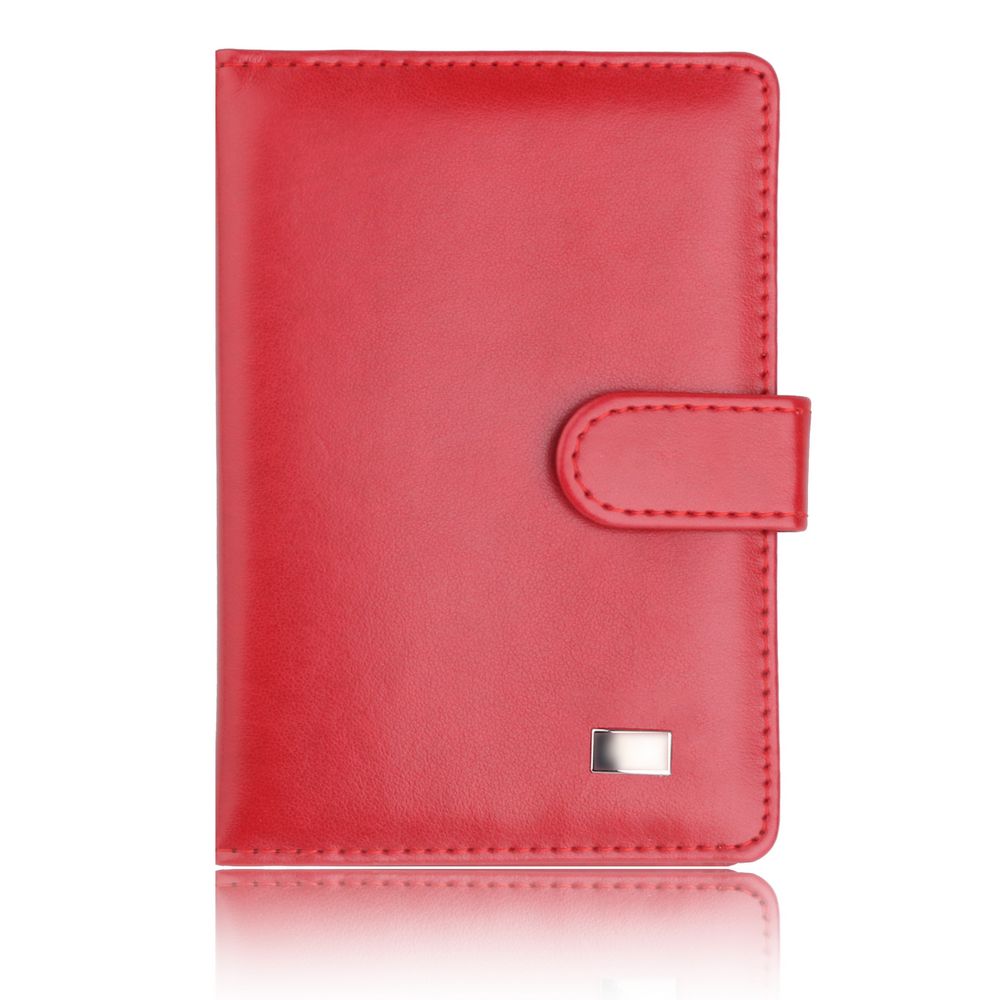 TRASSORY multifonctionnel voyage porte-passeport portefeuille hommes femmes luxe en cuir housse pour passeport avec boucle: Red