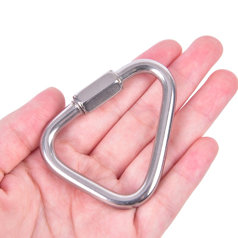 Mosquetón triangular sólido de acero inoxidable, llavero, gancho de Clip, hebilla, bloqueo de tornillo, bloqueo de seguridad para escalada en roca de alta altitud