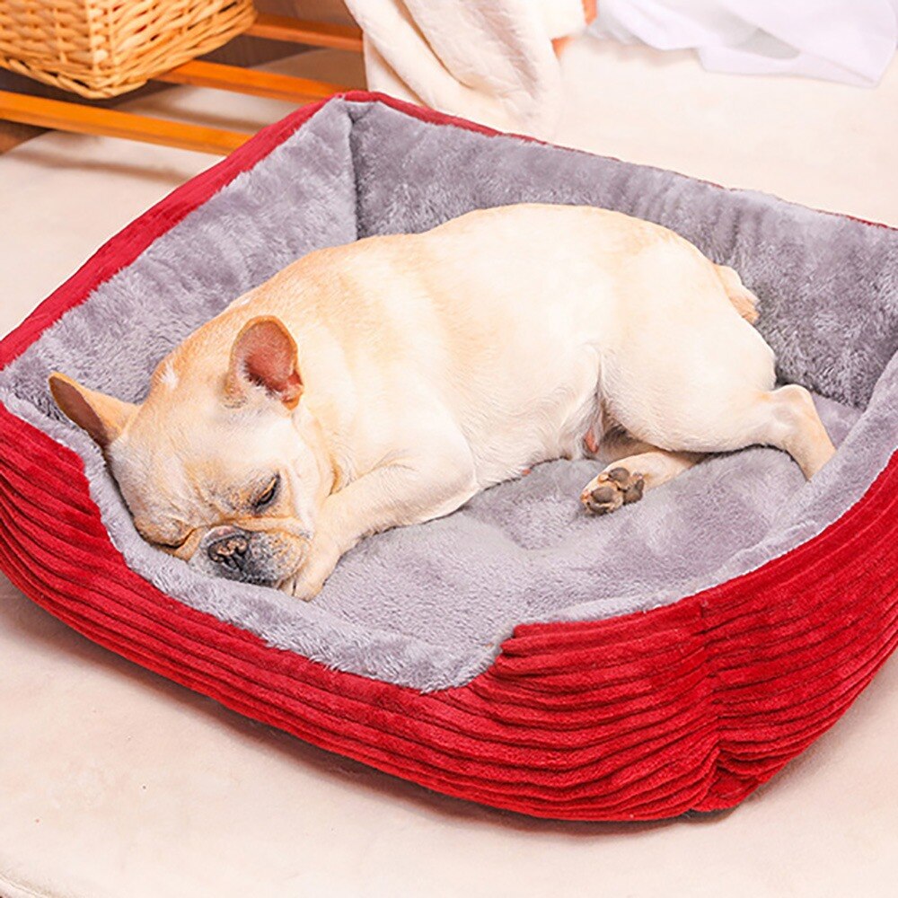 Cama para perro grande rectangular de pana, sofá para cachorro, gato, casa de mascotas, cojín para camas de felpa cálida para perros de raza pequeña