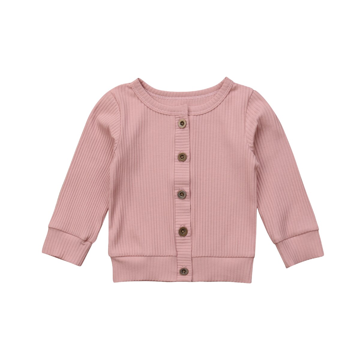 Enfant en bas âge enfants bébé fille vêtements sweat solide à manches longues tricoté haut infantile tenues ensembles survêtement 0-24M: Rose / 24M