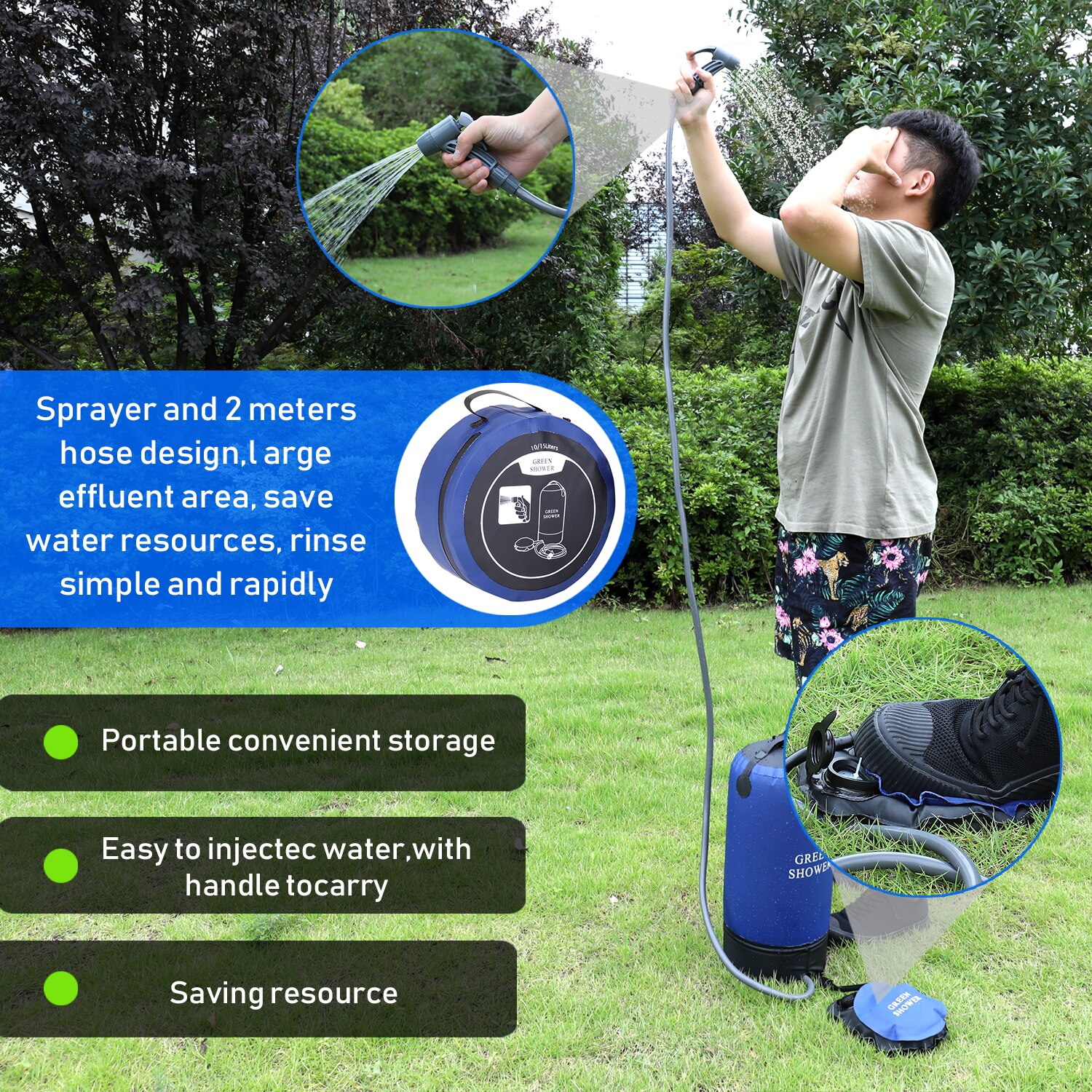 Outdoor Shower Camping Equipment PVC Pressure Shower Inflatable Shower Pressure Shower Water Bag Camping Bathing Multitool