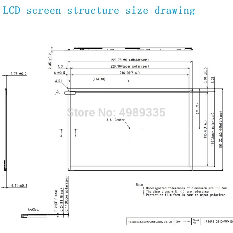 10.1 Inch Lcd-scherm VVX10T025J00 Resolutie 2560X1600 Ips Lcd Display 2K Lcd-scherm