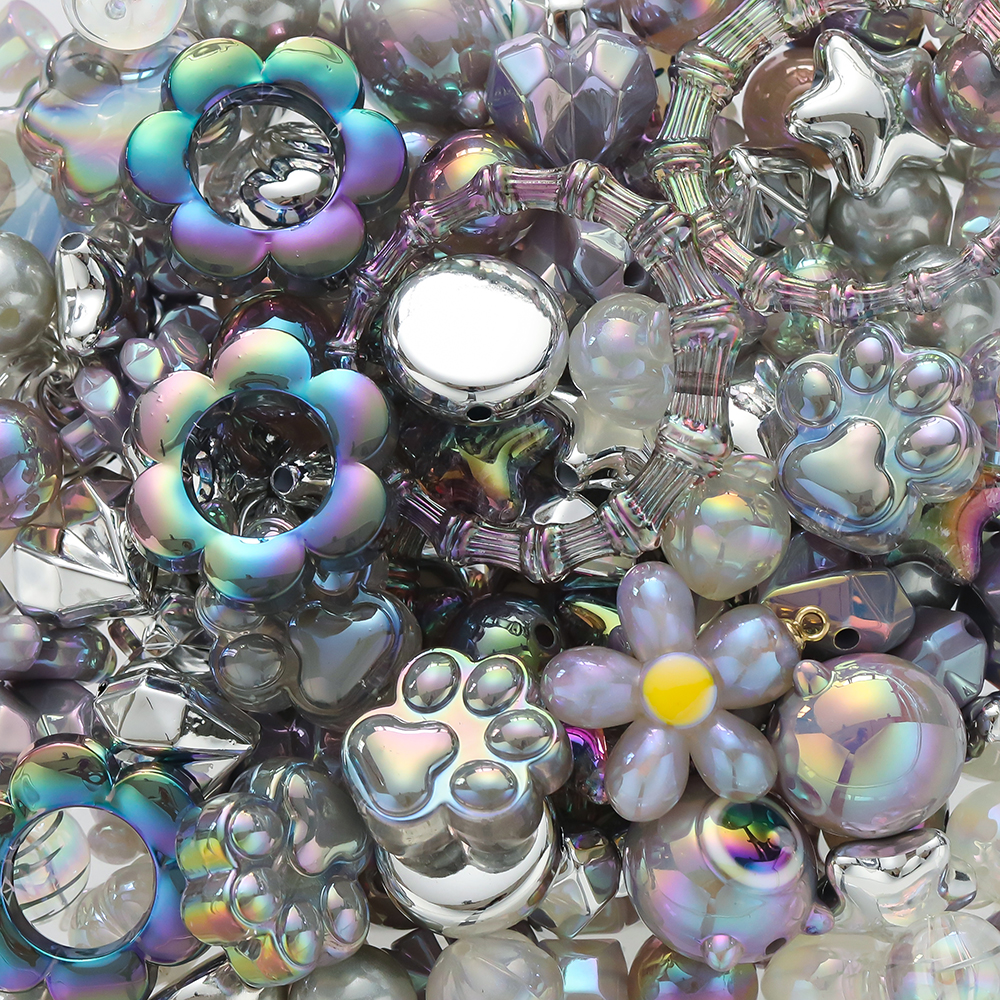 20 gramos, cuentas mezcladas acrílicas de 12 ~ 50mm, cuentas espaciadoras sueltas para fabricación de joyería, accesorios para pulseras, collares y pendientes DIY: Negro