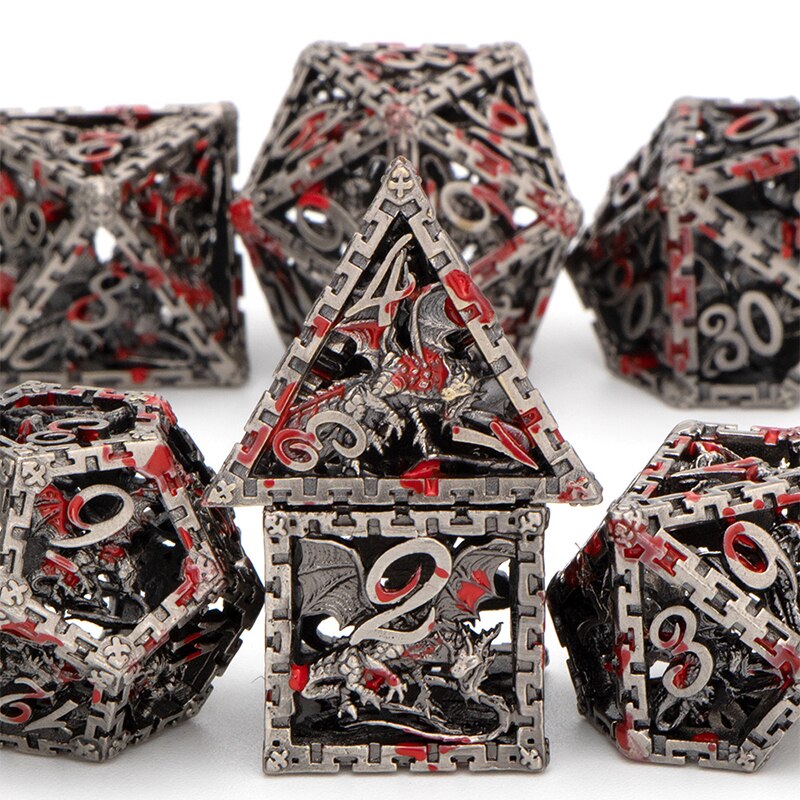 Hohl Metall Dnd Würfel einstellen Kerker Und Drachen D &Ampere; d D + D Würfel D20 D12 D10 D % d8 D6 D4 RPG Kupfer Polyeder Rolle Spielen Würfel: TLONG-08