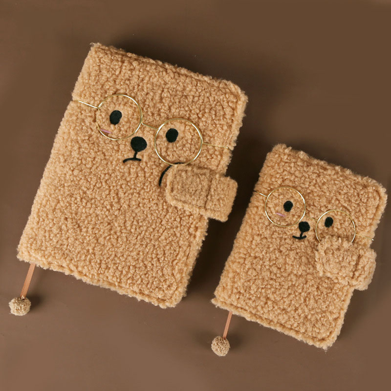 Kinbor Cashmere Cover Notebook Cute Bear A5 Handbook Diary A6 Student Notepad Ins Cute Wind Notebook Hand Book