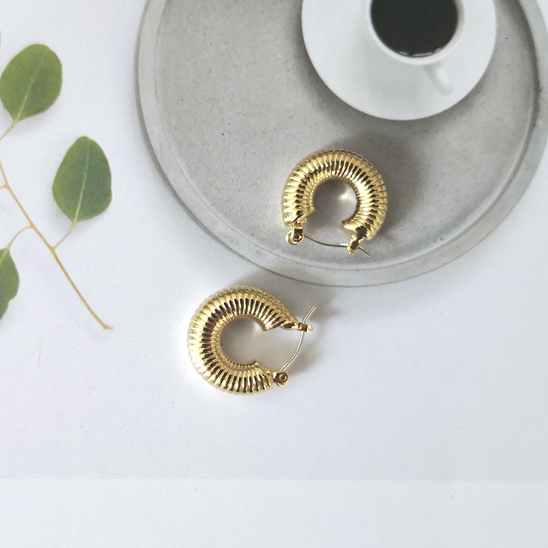 Peri'sbox guld chunky hoop örhängen för kvinnor klassiska små tjocka hoops örhängen statement fet cirkel ringar smycken 20mm