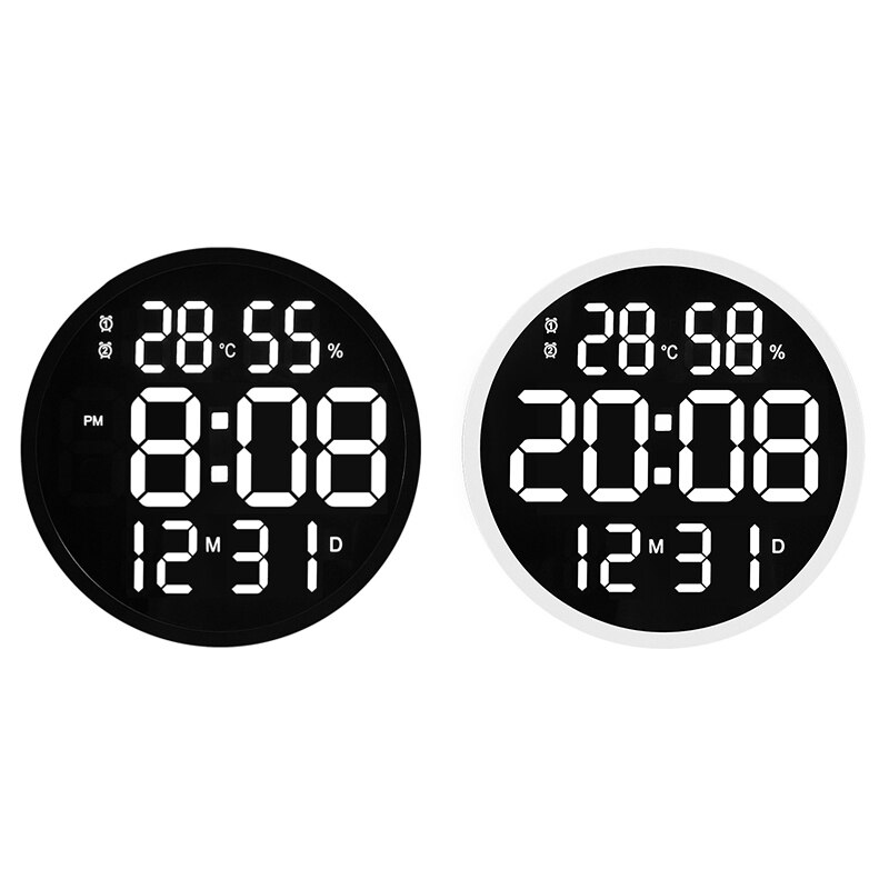 LED Wanduhr Leucht Großen Uhr stumm Digitale Temperatur und Feuchtigkeit Elektronische Uhr Wohnzimmer Dekoration