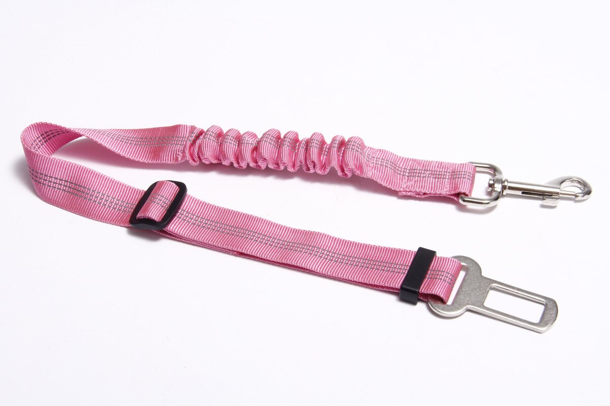 Dierbenodigdheden Autogordel Hond Seat Belt Hondenriem Voertuig Riem Verstelbare Demping Elastische Reflecterende Veiligheid Touw Voor Hond kat: pink