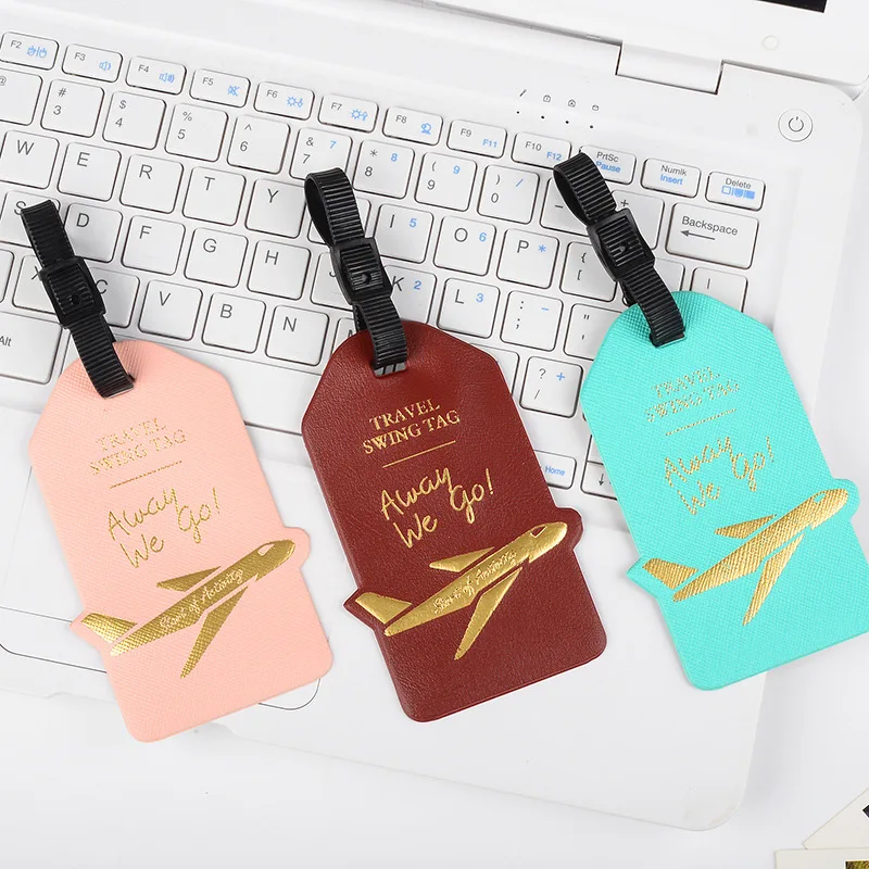Vrouwen Mannen Label Koffer Tags ID Adres Houder Bagage Boarding Reisaccessoires Creatieve Vliegtuigen PU Lederen Bagagelabels