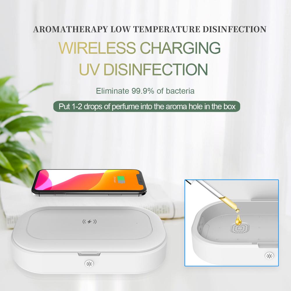 UV Phone Sterilizer Box Mask Phones Cleaner Wireless charging Personal Disinfection Cabinet with Aromatherapy Esterilizador