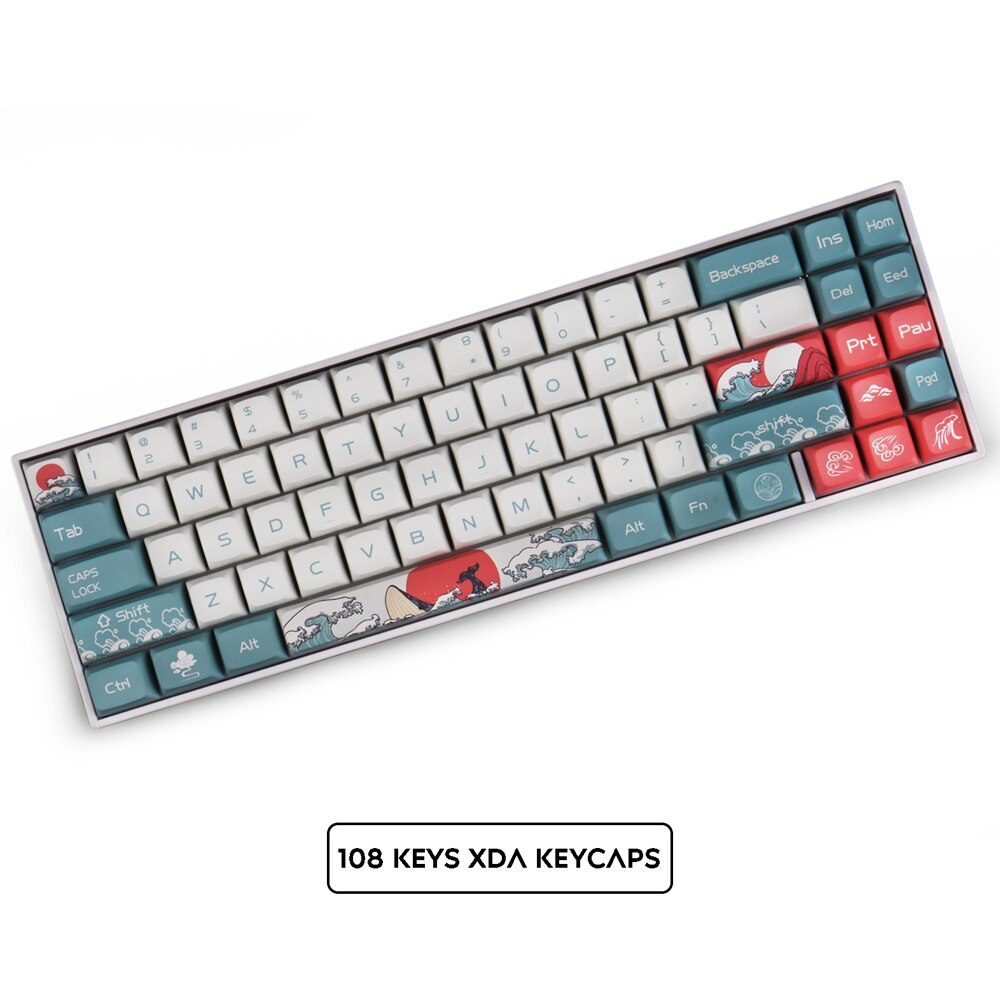 108 Keys XDA Profile PBT Keycap DYE-Sublimation Japanese Ukiyo-e Keycaps For GK61 Cherry MX Switch Mechanical Keyboard