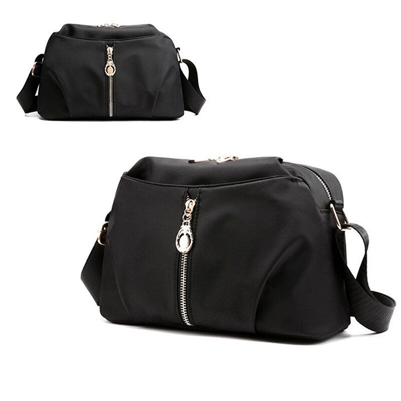 Vintage kvinnor vattentät nylon budväska axelväska dam liten skalväska bolsa feminina blixtlås paket: Svart