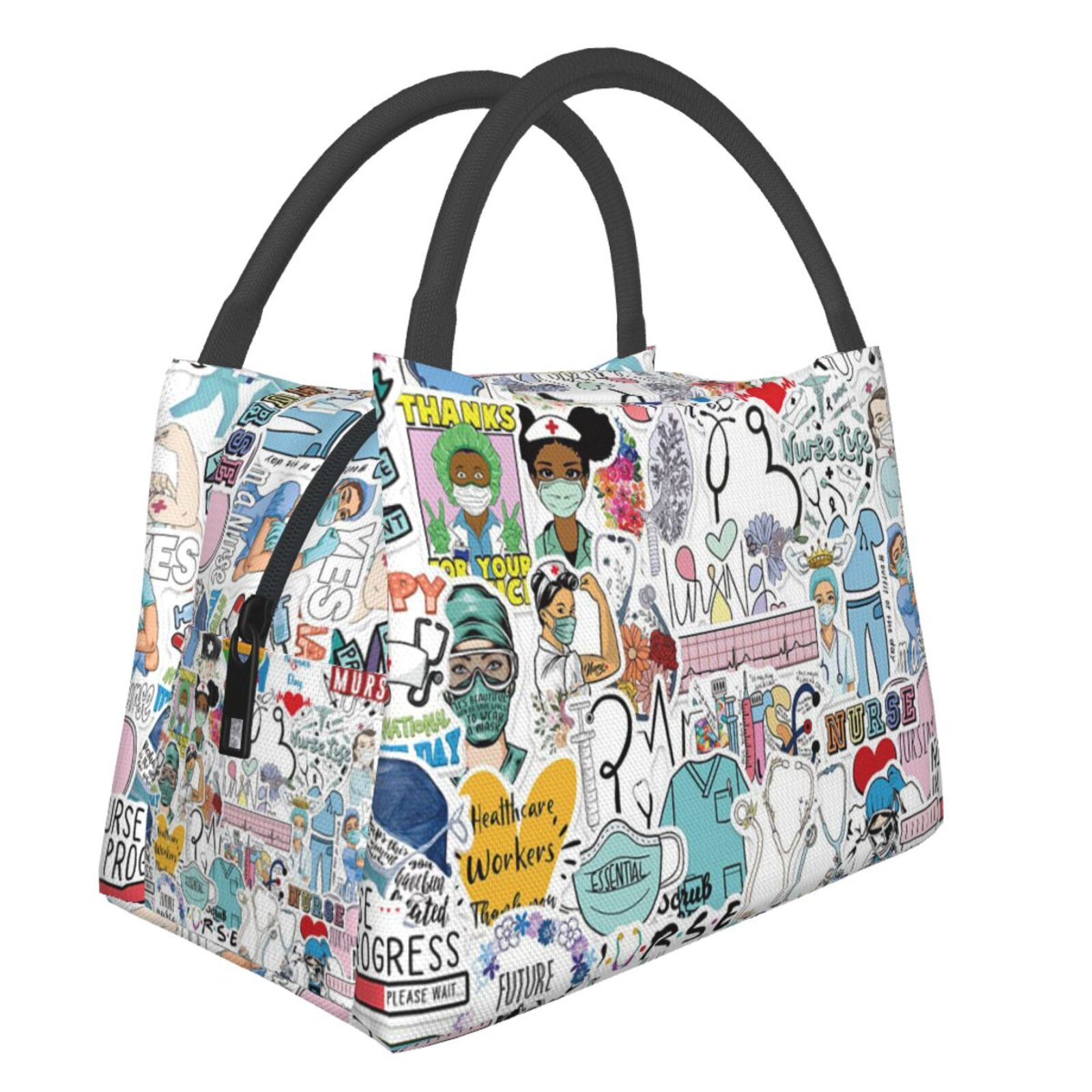 Leuke Roze Verse Koeltassen Verpleegkundige Print Waterdichte Oxford Doek Draagbare Rits Thermische Lunch Tassen Voor Vrouwen Lunch Voedsel Zakken: 442065916
